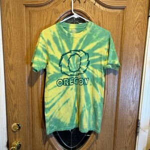 Oregon‎ Ducks T Shirt S Tie Dye Green Yellow Kirkland University College